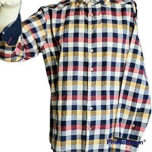 7 Downie St Dress Shirt Stripe Checked Mul…